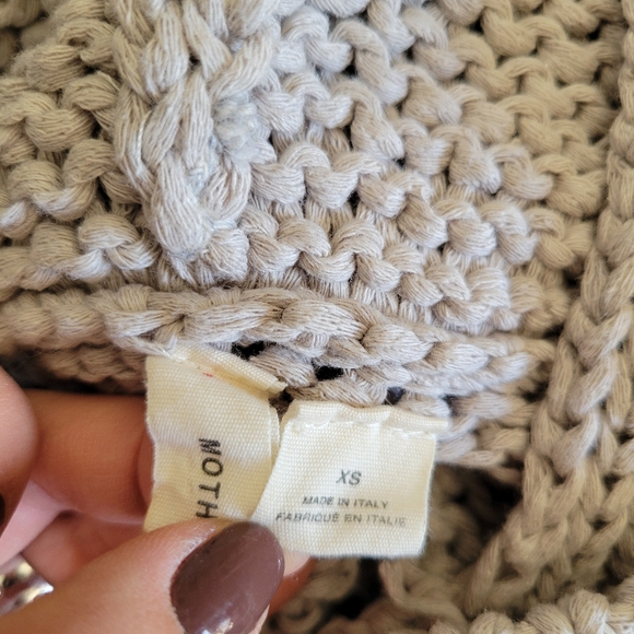 Anthropologie Moth Made in Italy Open Chunky Knit Distressed‎ Hooded Sweater  XS - Picture 6 of 8